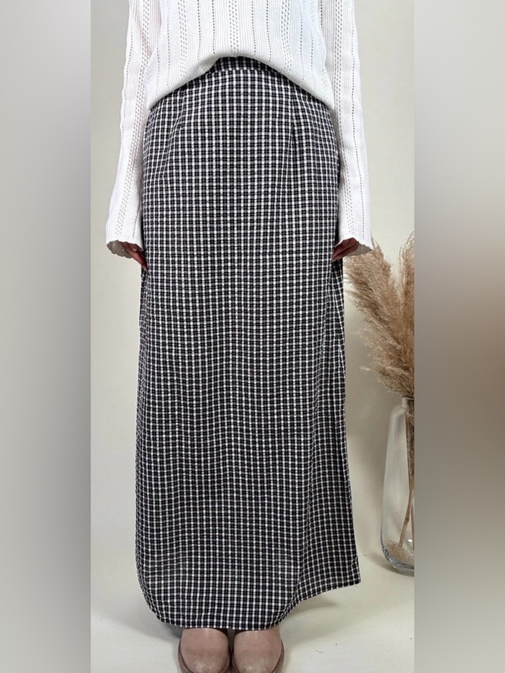 Black and White Checked Maxi Skirt - Classic Women’s Skirt